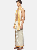 Sethukrishna Men Cream-Coloured Solid Dhotis - Distacart