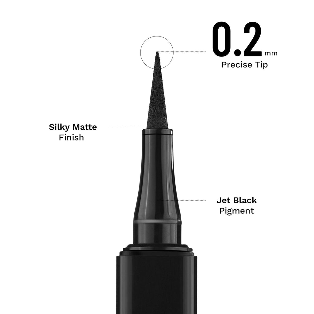 PAC Studio 24H Sketch Eyeliner - 0.2mm Precision Tip, Deep Black Matte Finish, Waterproof & Smudgeproof