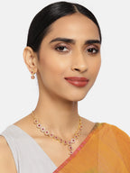 Zaveri Pearls Pink Gold-Plated Cubic Zirconia Studded Jewellery Set - Distacart