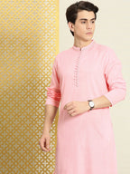 House of Pataudi Men Solid Thread Work Jashn Kurta