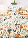 AEROHAVEN Premium Cream-Coloured Floral Cotton 300 TC King Bedsheet & 2 Pillow Covers - Distacart