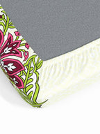 My Room Pink & Green Ethnic Motifs 140 TC Fitted Cotton King Bedsheet & Pillow Covers