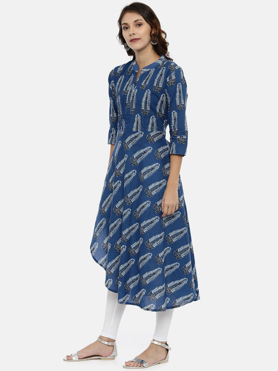 Souchii Navy Blue Printed A-Line Kurta - Distacart