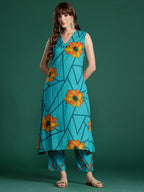 Indo Era Floral Printed Pure Cotton Kurta with Trousers - Distacart