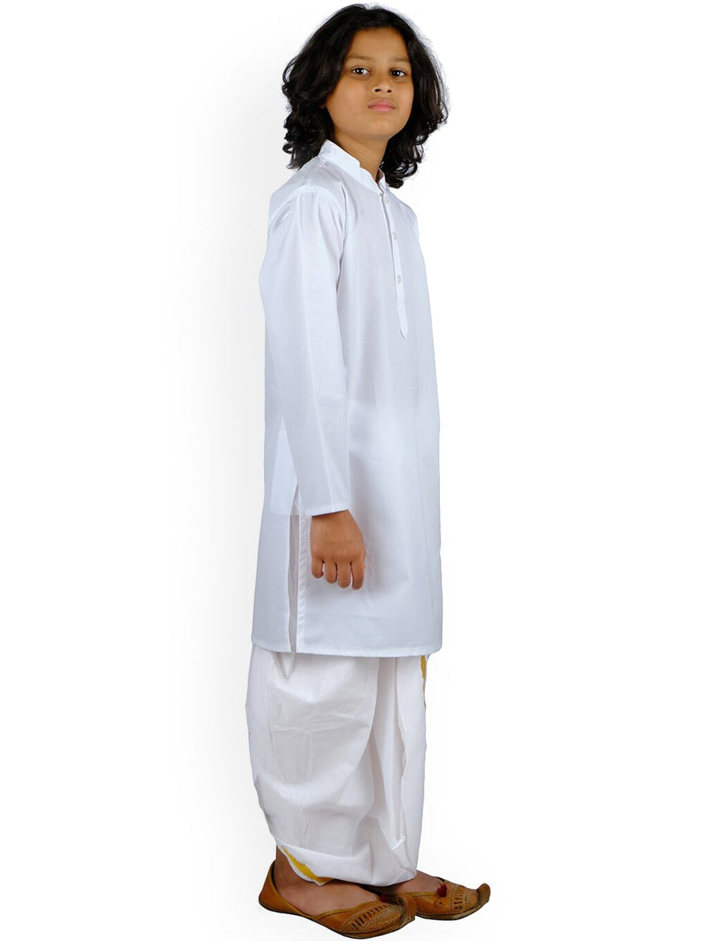 Sethukrishna Boys White Pure Cotton Kurta with Dhoti Pants
