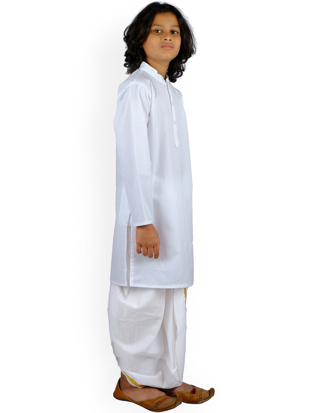 Sethukrishna Boys White Pure Cotton Kurta with Dhoti Pants