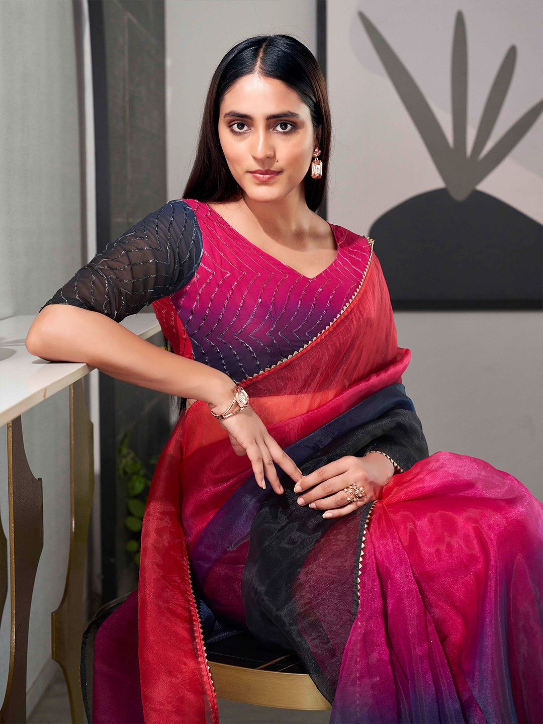 Tikhi Imli Organza Saree - Distacart