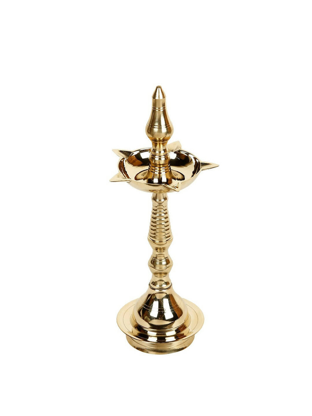 CraftVatika Gold-Toned Brass Kerala Diya Oil Lamp Stand