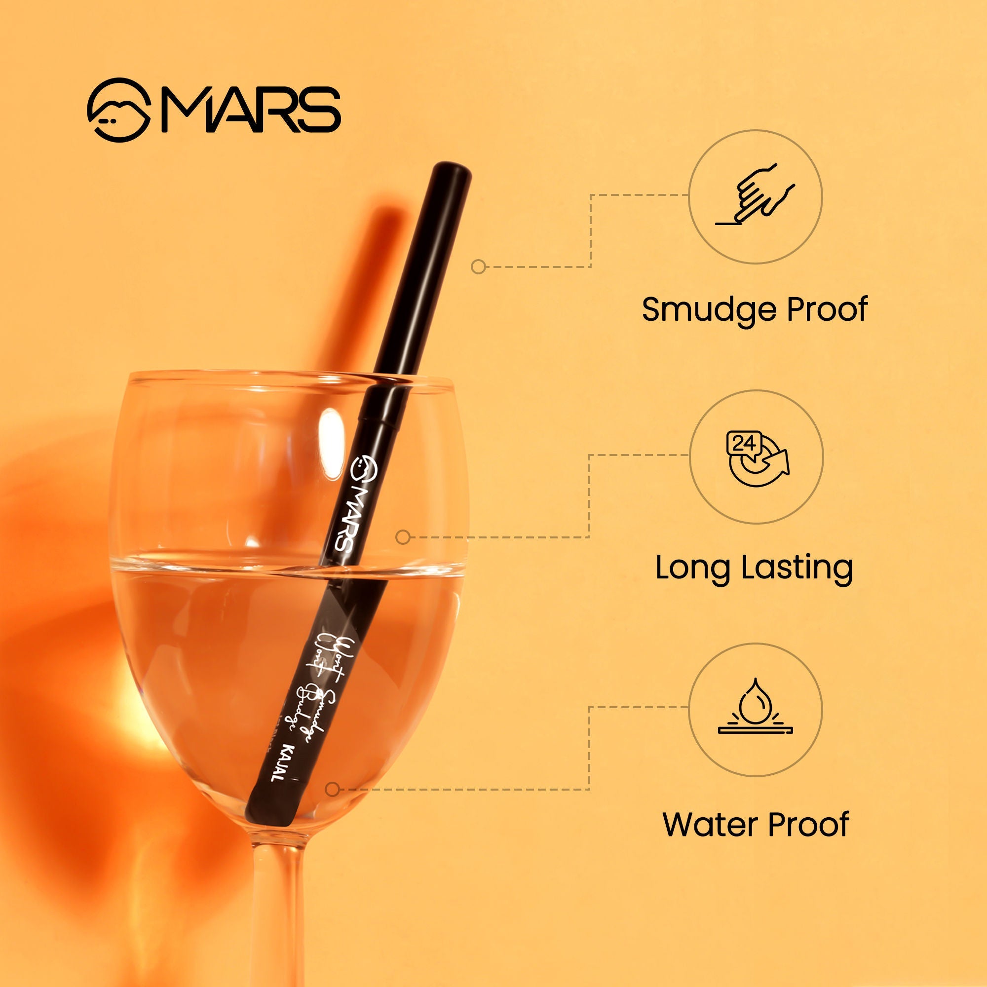 MARS Cosmetics Won't Smudge Won't Budge Kajal - Black - Distacart