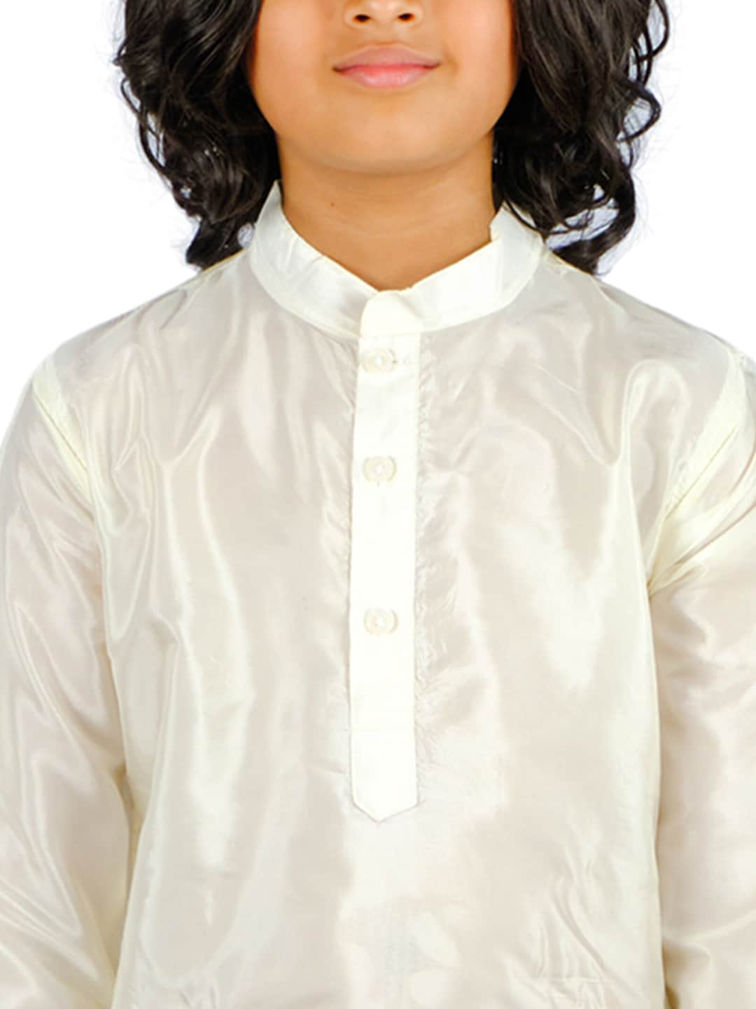 Sethukrishna Boys Cream-Coloured Striped Kurta with Pyjamas