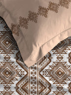 MYTRIDENT Brown Ethnic Motifs Cotton 120 TC Queen Bedsheet With 2 Pillow Covers