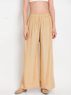 TAG 7 Women Pink & Beige Set of 2 Flared Ethnic Palazzos