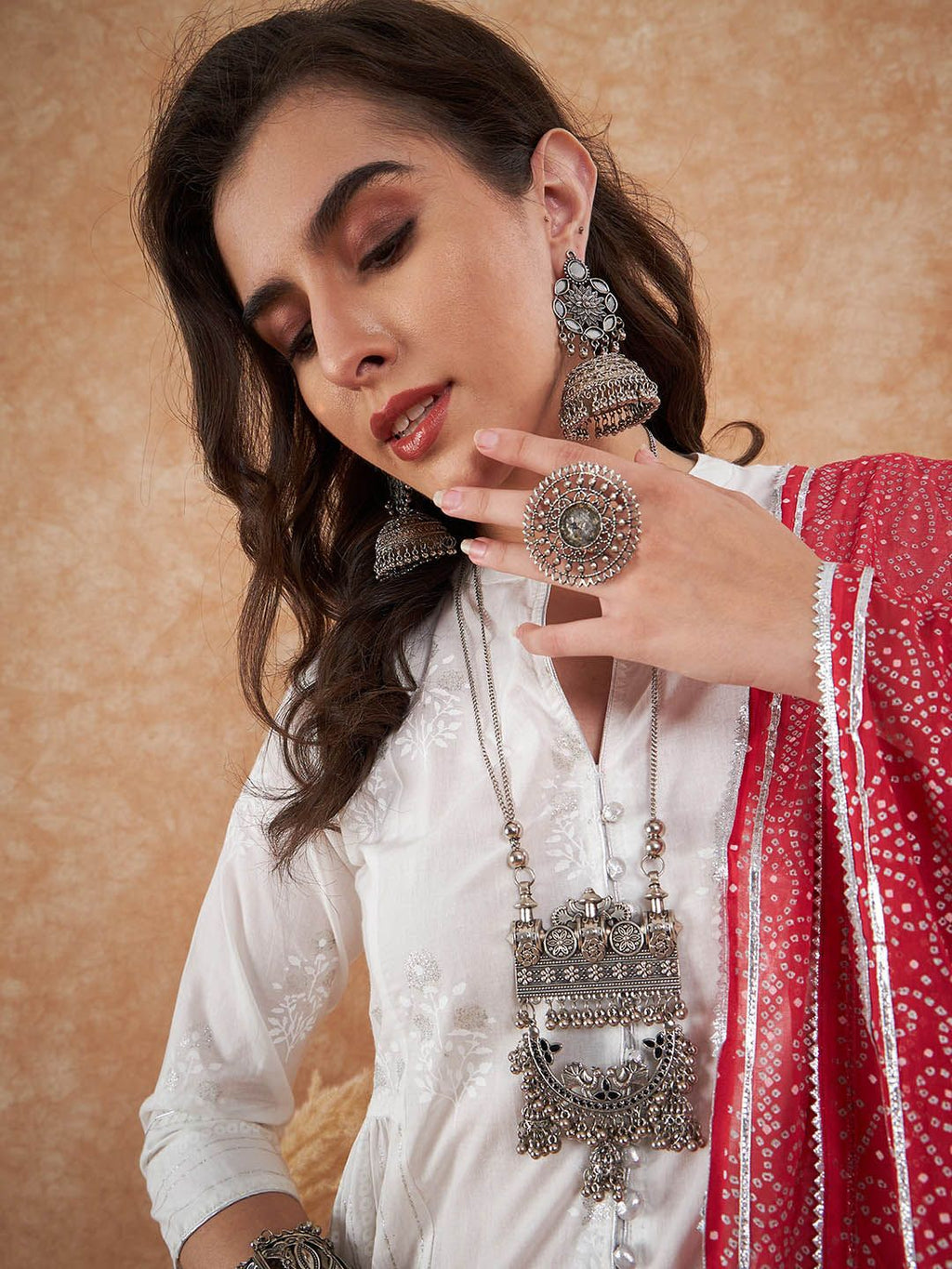 Sangria Floral Printed Pure Cotton A-Line Kurta With Trouser & Dupatta