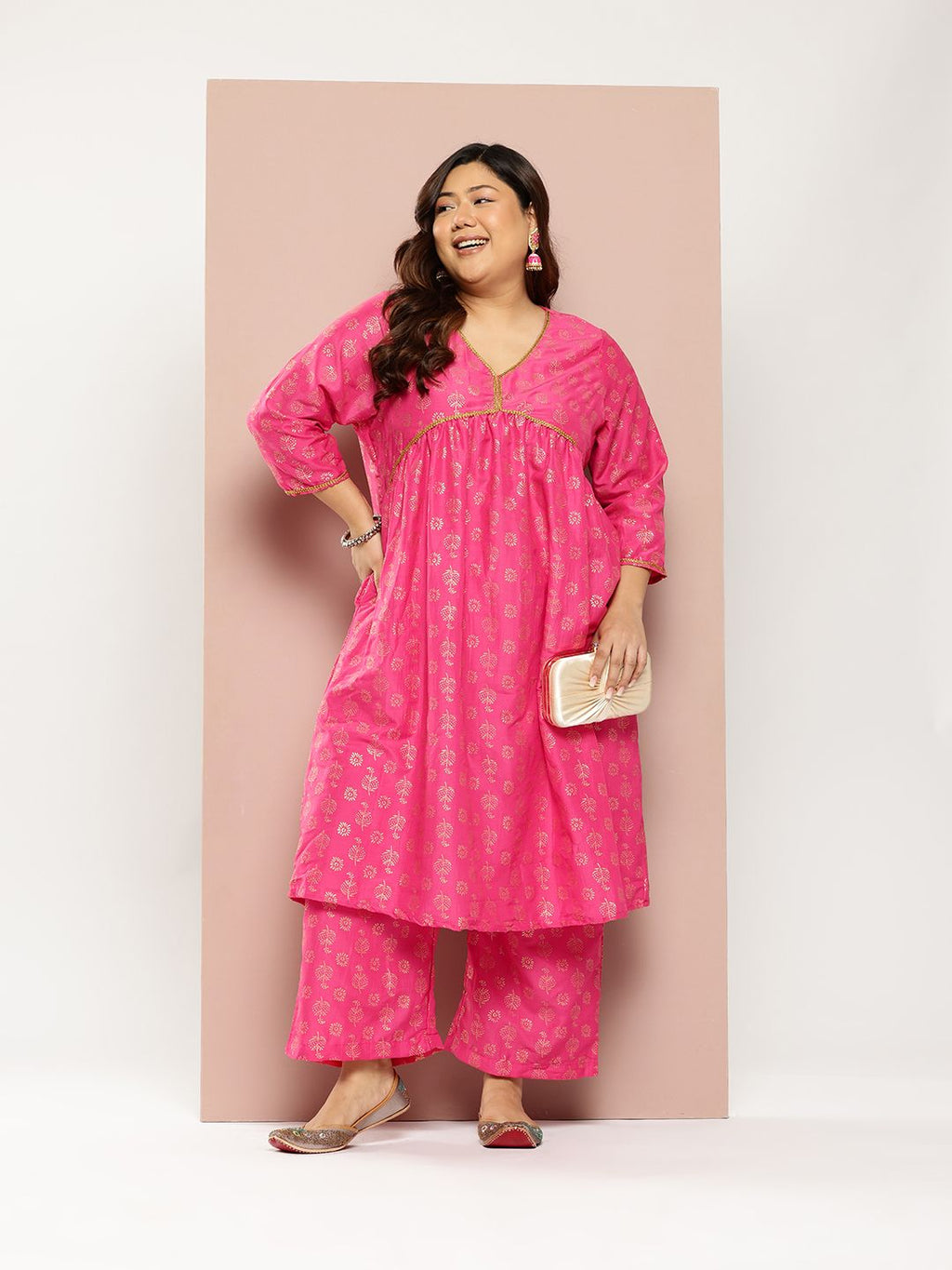 Sztori Women Ethnic Motifs Printed Regular Gotta Patti Kurta with Palazzos