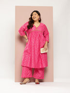 Sztori Women Ethnic Motifs Printed Regular Gotta Patti Kurta with Palazzos