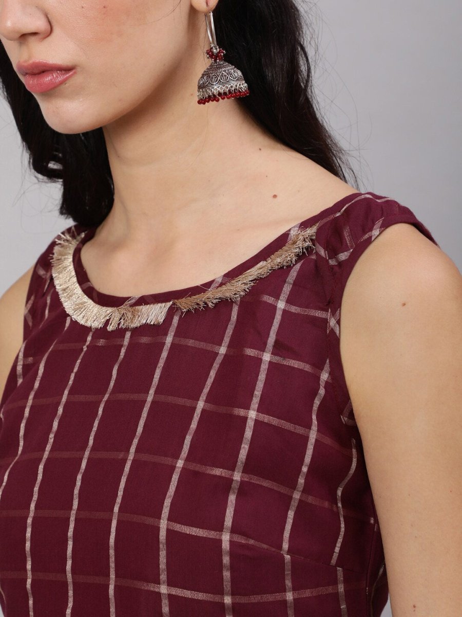 Aks Checked Chanderi Silk Straight Kurta