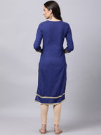 Souchii Women Blue Yoke Design Thread Work Grandeur & Majestic Artwork Kurta - Distacart