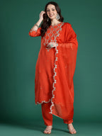 Indo Era Floral Embroidered Kurta with Trousers & With Dupatta - Distacart
