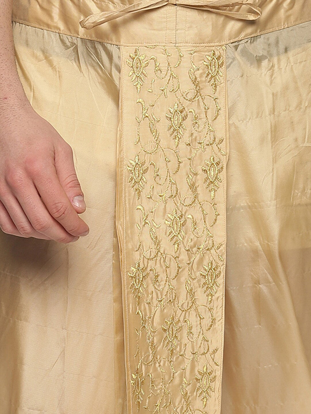 Sethukrishna Gold-Coloured Embroidered Dhoti Pant For Men - Distacart