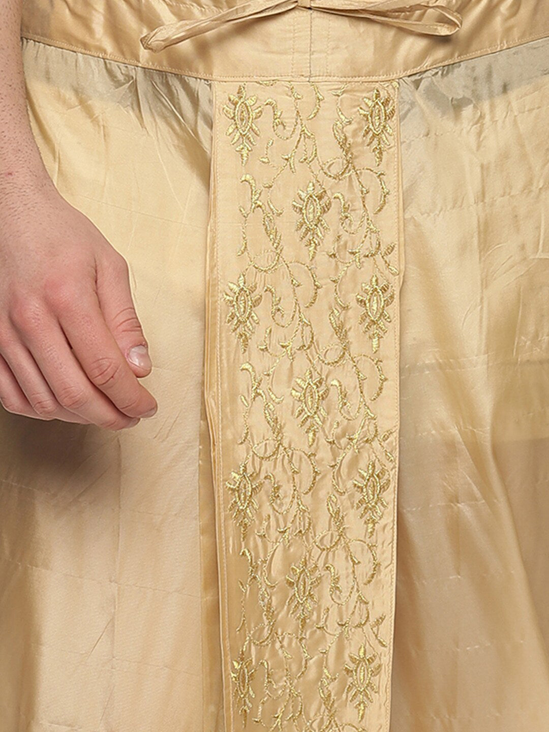 Sethukrishna Gold-Coloured Embroidered Dhoti Pant For Men - Distacart