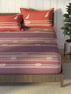 Nautica Purple & Orange Striped Cotton 160 TC King Bedsheet With 2 Pillow Covers