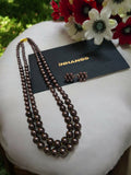 Inhanns Everyday Workwear Pearl Set (Double Layered Pearls) - Chocolate