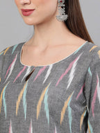 Aks Abstract Printed Pure Cotton Kurta with Palazzos & With Dupatta