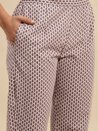 Sangria Maroon Floral Printed Pure Cotton Kurta With Trouser & Dupatta