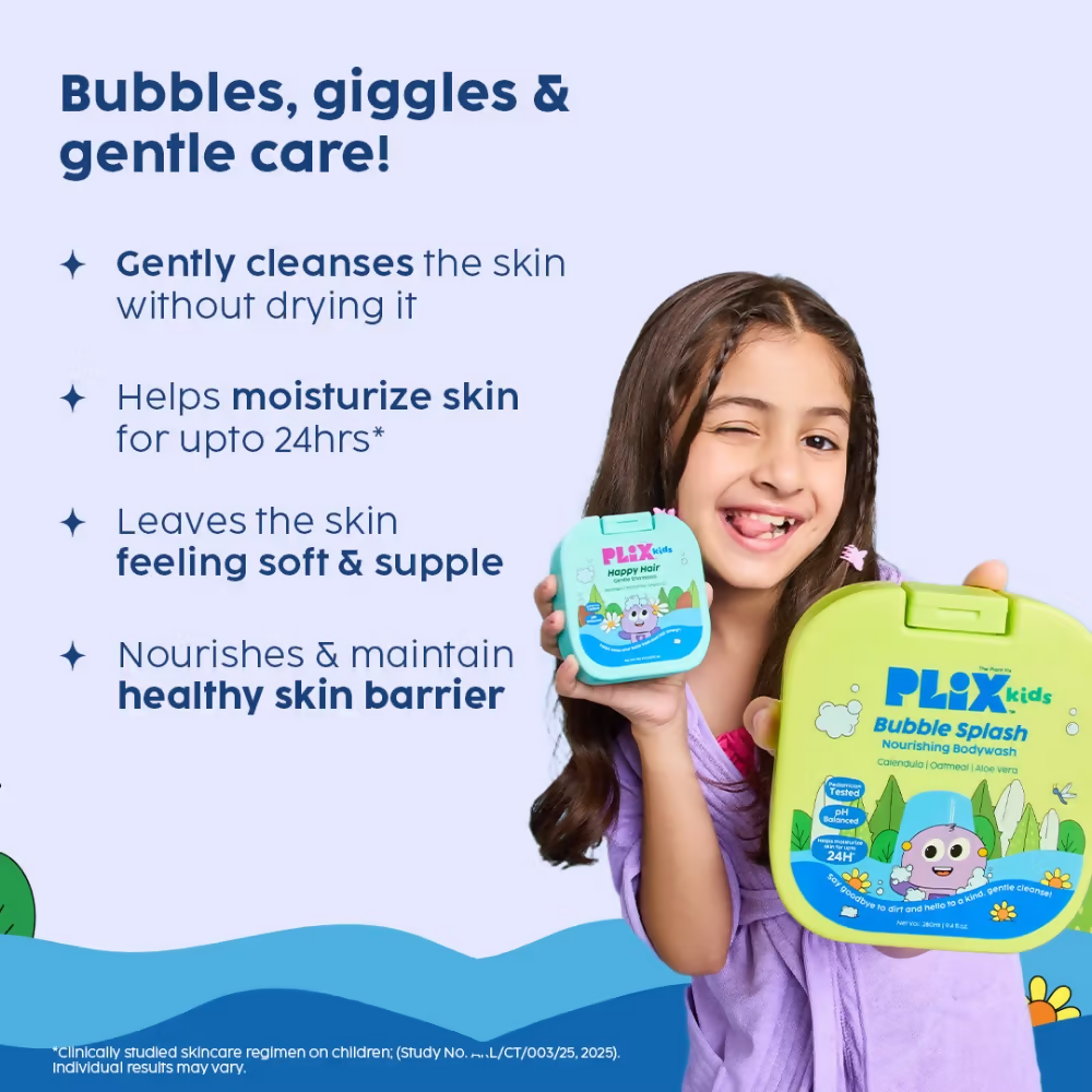 PLIX The Plant Fix Kids Happy Hair Gentle Shampoo & Bubble Splash Body Wash