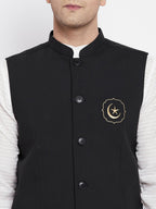 Even Apparels Black Pure Cotton White Kurta Sets With Eid Insignia Jackets PW668 - Distacart