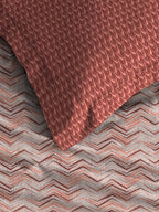 MYTRIDENT Peach Maroon Geometric Pure Cotton 144 TC Queen Bedsheet Pillow Covers