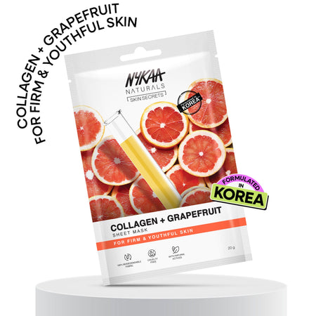 Nykaa Green Tea + Aloe Vera Sheet Mask For Hydrated Skin - Formulated in Korea - For All Skin Types - Collagen + Grapefruit