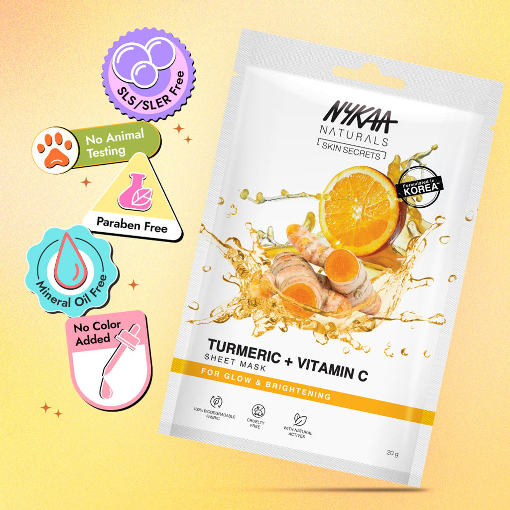 Nykaa Naturals Korean Sheet Mask With Turmeric & Vitamin C For Glow & Brightening - Distacart