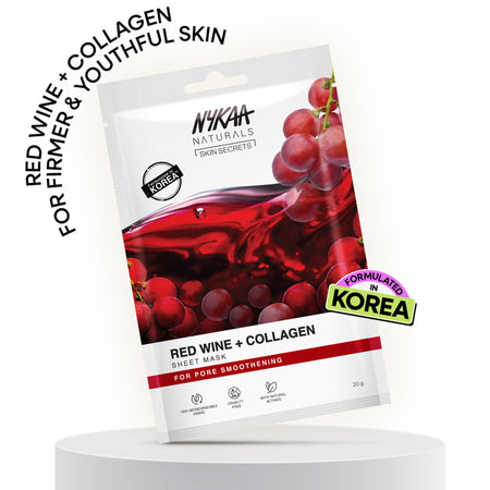 Nykaa Green Tea + Aloe Vera Sheet Mask For Hydrated Skin - Formulated in Korea - For All Skin Types - Red Wine And Collagen