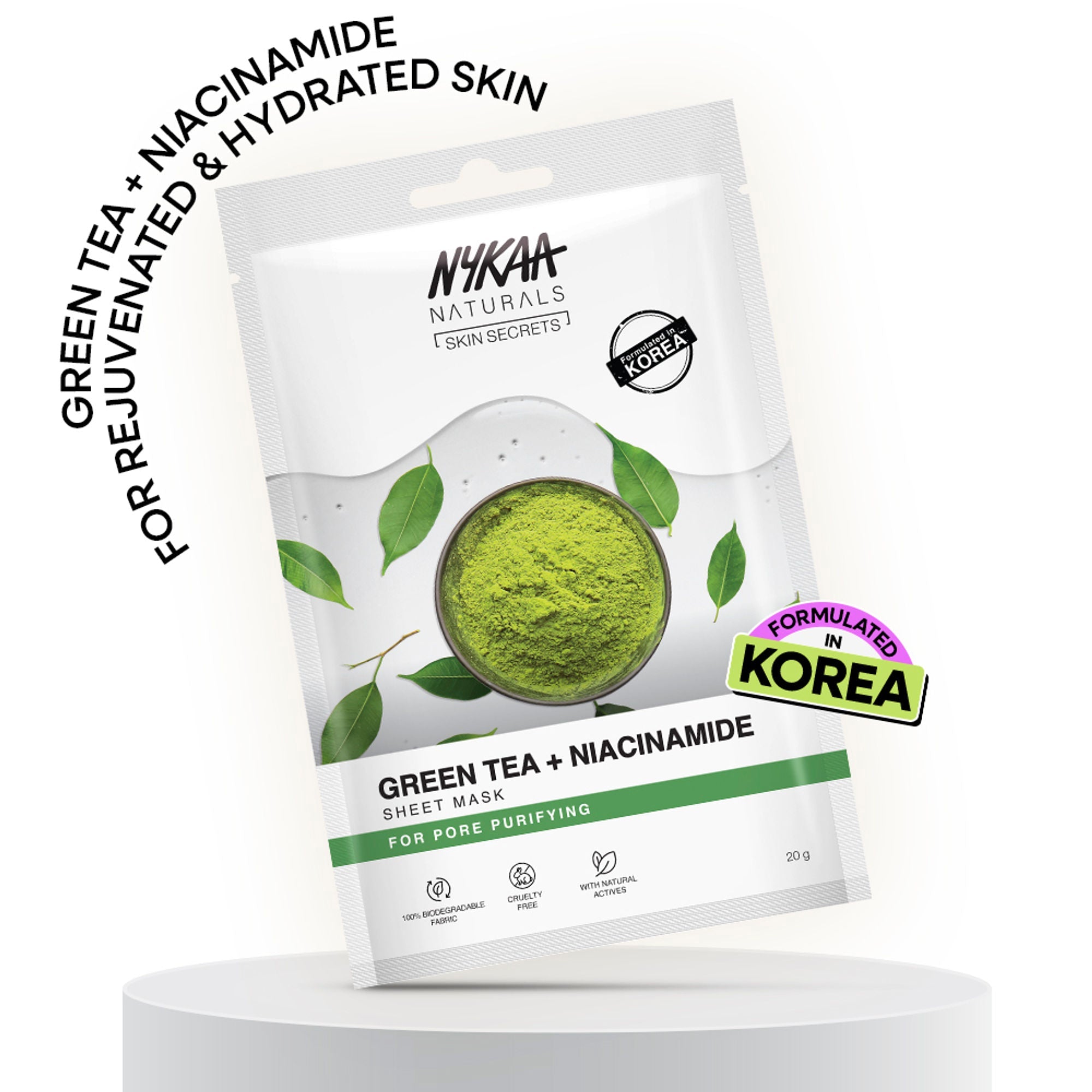 Nykaa Naturals Korean Sheet Mask Green Tea & Niacinamide For Oil Control and Clear Skin