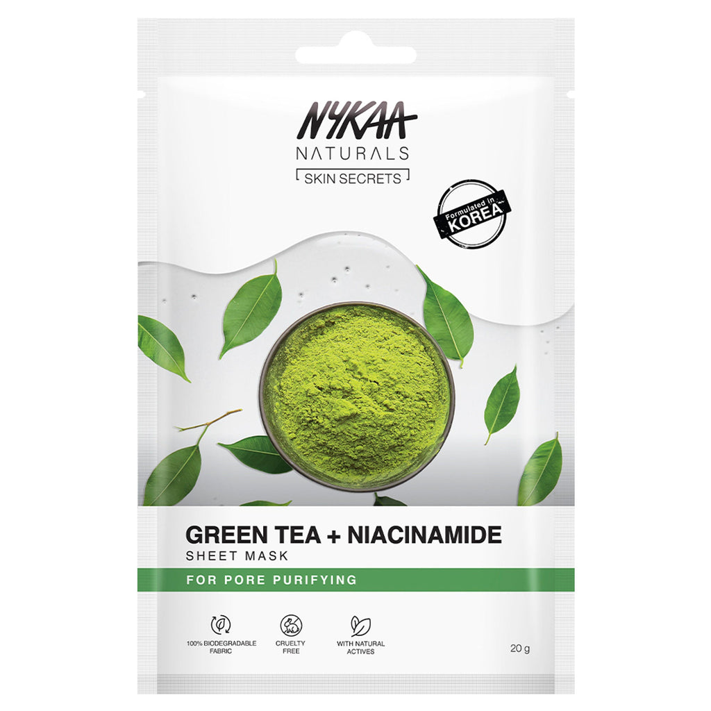 Nykaa Naturals Korean Sheet Mask Green Tea & Niacinamide For Oil Control and Clear Skin - Distacart