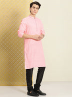 House of Pataudi Men Solid Thread Work Jashn Kurta
