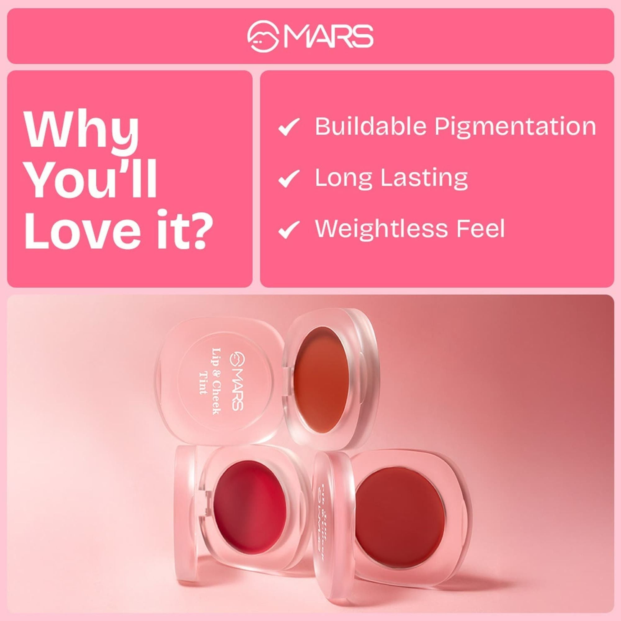 MARS Cosmetics Lip & Cheek Tint for Bold Pop Color - 05-Pastel Pink - Distacart