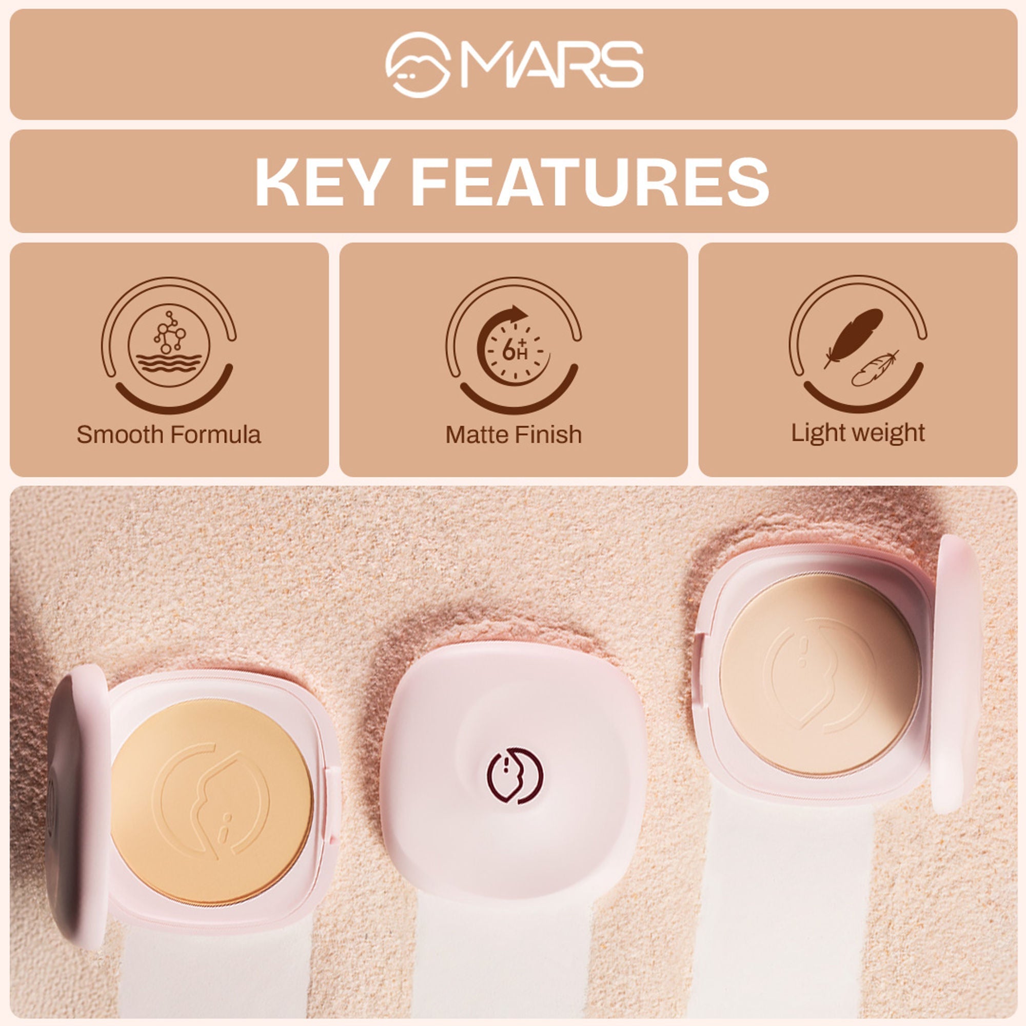MARS Cosmetics Zero Oil Compact Powder - 06-Tan - Distacart
