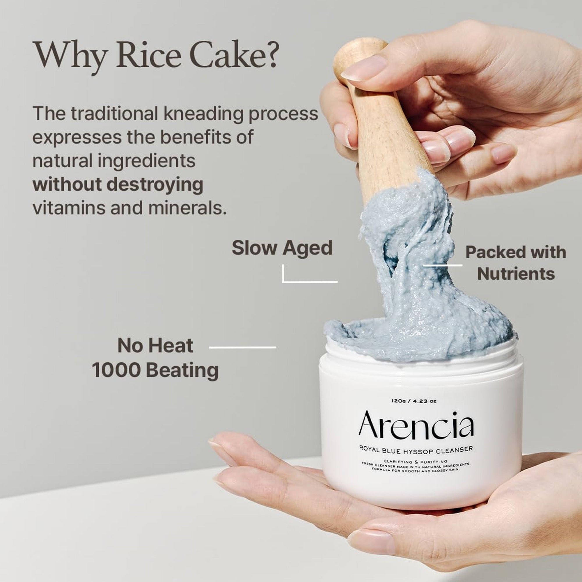 Arencia Fresh Blue Hyssop Rice Mochi Cleanser - Gentle Exfoliating Pore Care Korean Double Cleanser