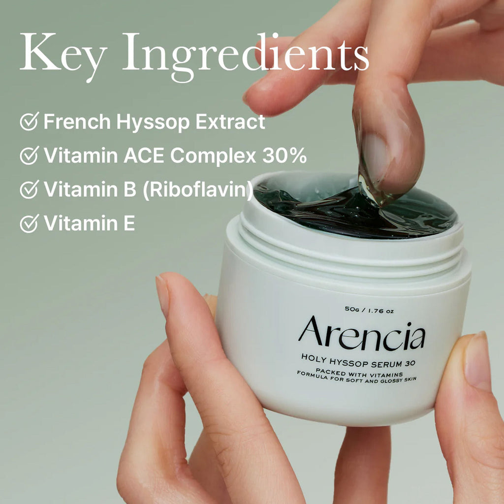 Arencia Holy Hyssop Serum 30 - Brightening Serum for Korean Glass Skin, Reduces Hyperpigmentation