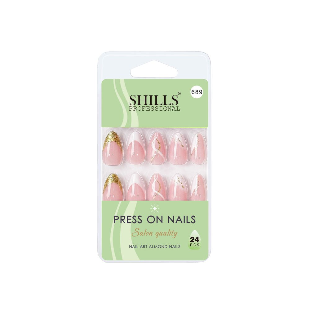 shills professional reusable press on nails almond spn689