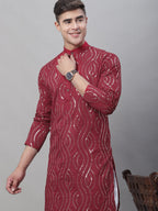 Sojanya Ethnic Motifs Embroidered Sequinned Pure Cotton Kurta