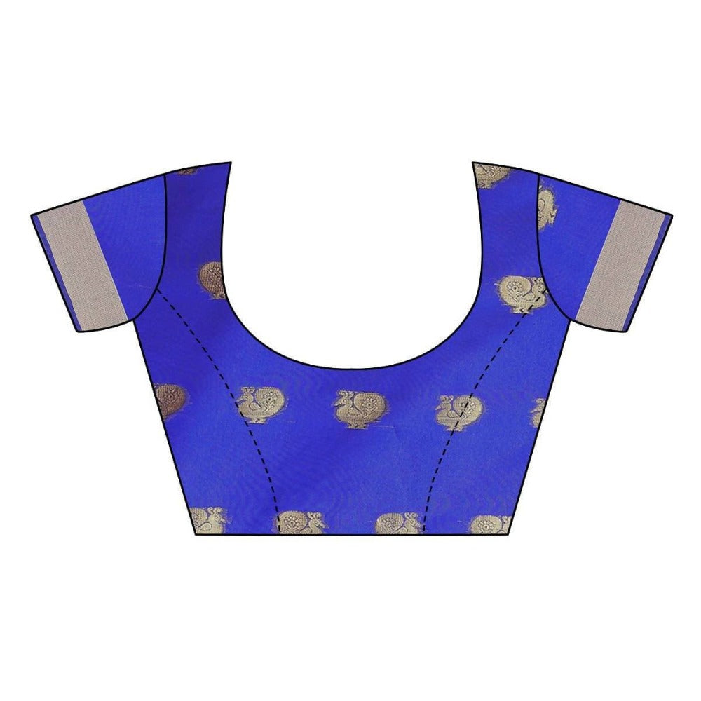 Vamika Banarasi Jacquard Weaving Blue With Gold Print Saree