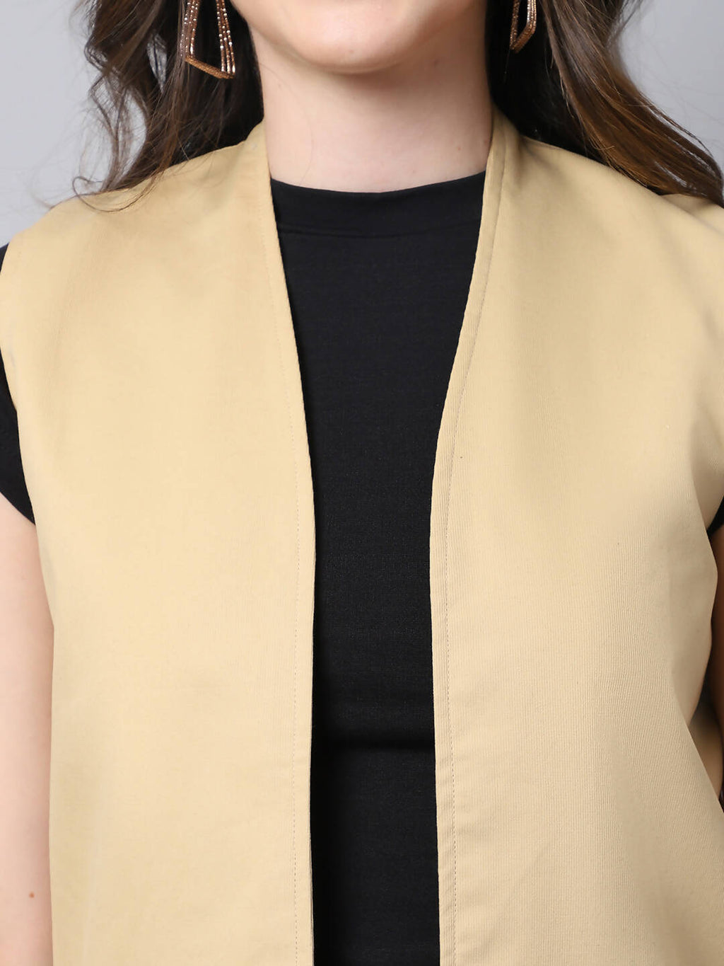 Even Apparels Brown Polywool Open Front Women's Long Coat PW724 - Distacart