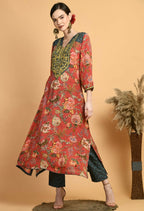 Joban Fashion Red Maslin Kurta Set