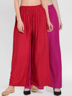 TAG 7 Women Pack Of 2 Solid Flared Palazzos