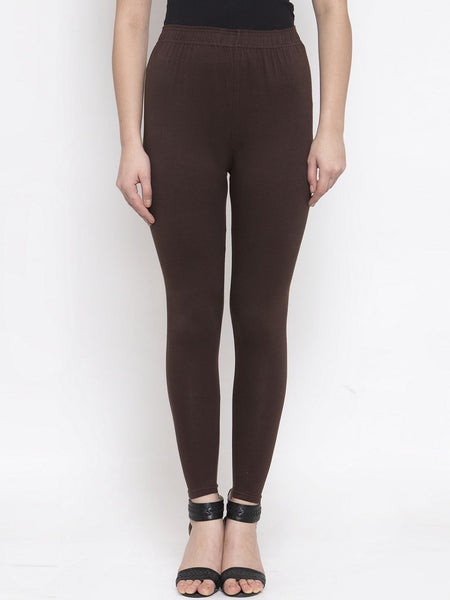 TAG 7 Women Brown Solid Ankle-Length Leggings