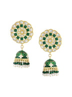 NVR Women Gold Plated Green Dome Shaped Meenkari Jhumkas Earrings - Distacart