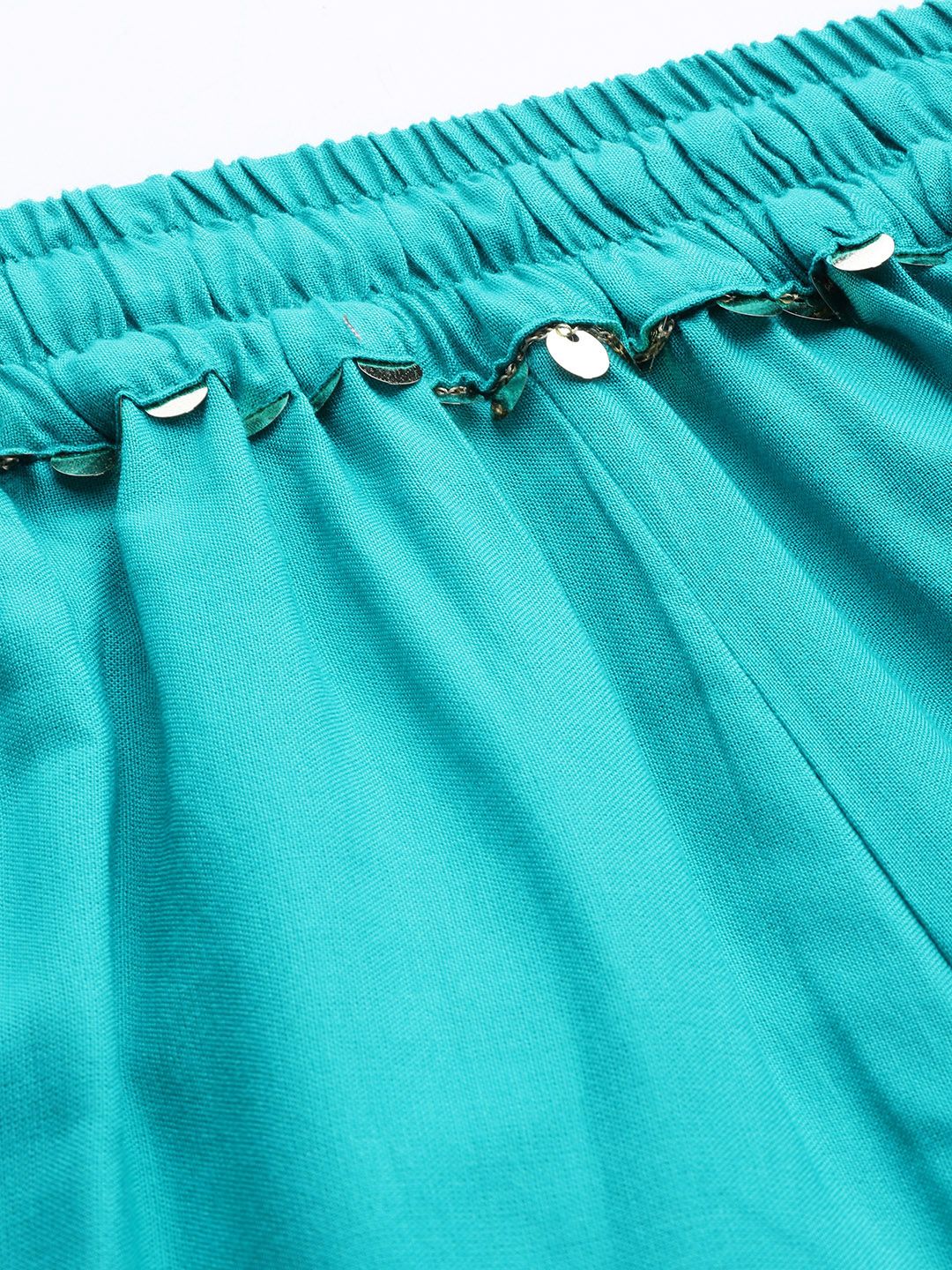 TAG 7 Women Turquoise Blue Solid Flared Palazzos